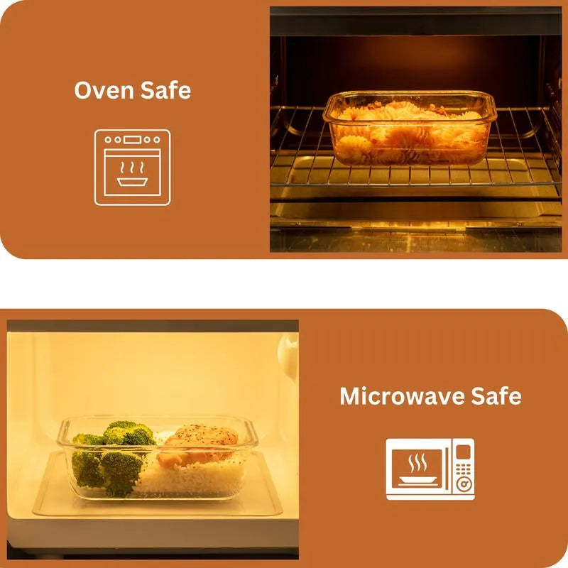 Glass Food Storage Containers Set | BPA-Free & Leak-Proof | Meal Prep, Microwave, Oven, Freezer, Dishwasher Use | Reusable, Stackable, Portable