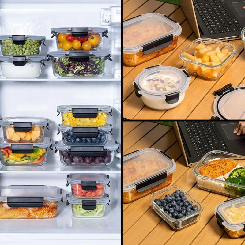 Glass Food Storage Containers Set | BPA-Free & Leak-Proof | Meal Prep, Microwave, Oven, Freezer, Dishwasher Use | Reusable, Stackable, Portable