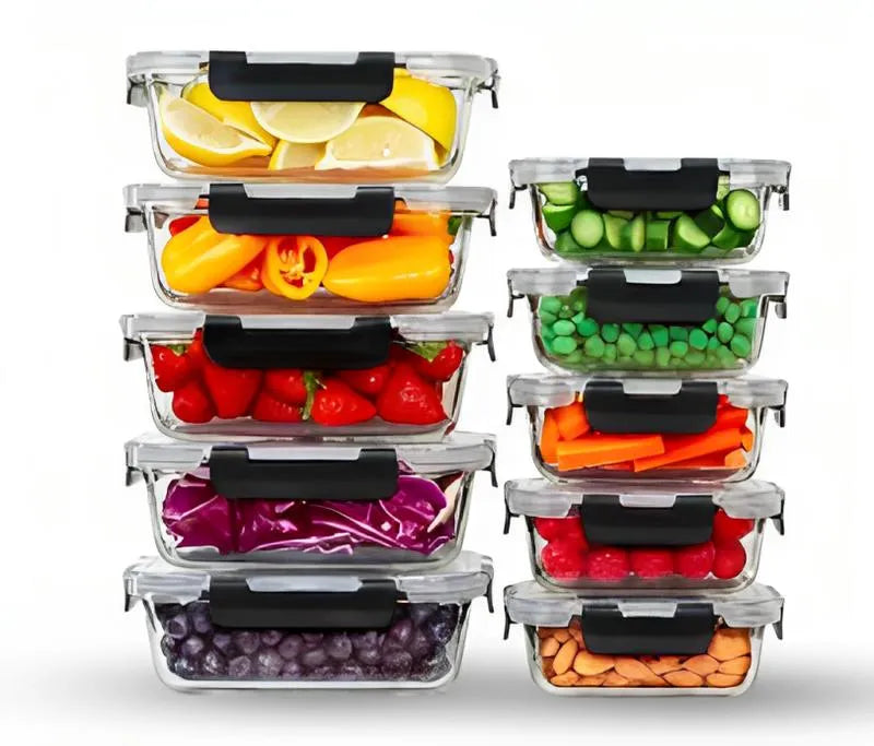 Glass Food Storage Containers Set | BPA-Free & Leak-Proof | Meal Prep, Microwave, Oven, Freezer, Dishwasher Use | Reusable, Stackable, Portable