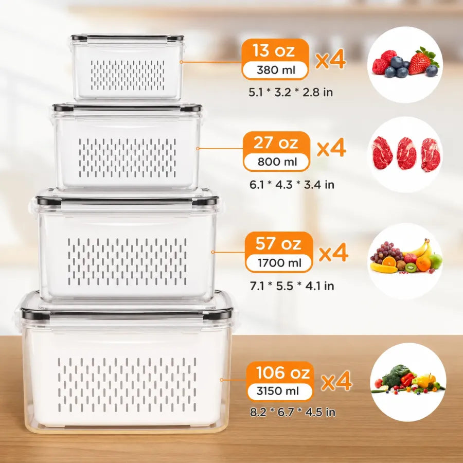 8/12/16 Pack Premium Food Storage Containers - Airtight, Leak-Proof, Microwave, Oven, Freezer and Dishwasher Safe - BPA Free, Stain-Resistant, Easy-Clean Design for Meal Prep and Bento Boxes,Fridge Organizers Stackable Plastic Durable Solid Set Kitchen