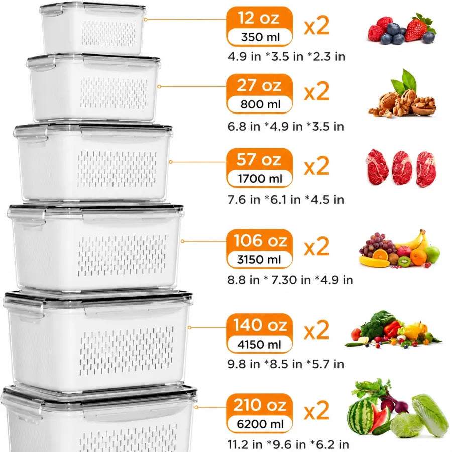 8/12/16 Pack Premium Food Storage Containers - Airtight, Leak-Proof, Microwave, Oven, Freezer and Dishwasher Safe - BPA Free, Stain-Resistant, Easy-Clean Design for Meal Prep and Bento Boxes,Fridge Organizers Stackable Plastic Durable Solid Set Kitchen