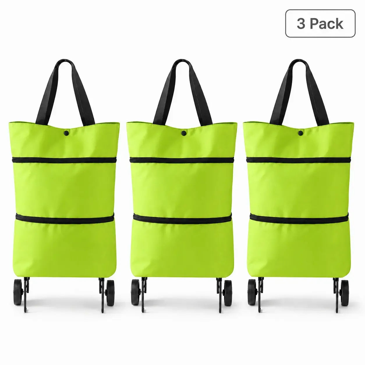 【10inch*18inch】Foldable Shopping Trolley Bag with Wheels, Portable Reusable Grocery Tote, Lightweight Rolling Shopping Cart Bag with Carry Handles for Supermarket, Travel, Laundry and Daily Use